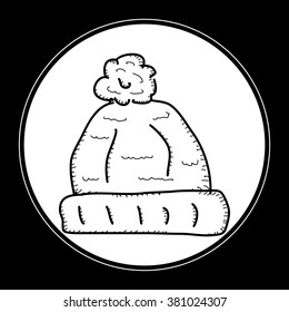 Simple hand drawn doodle of a woolly hat