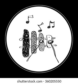 Simple hand drawn doodle of a xylophone