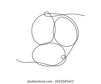 Simple Hand drawn Egg-shaped illustration outline art with editable stroke. Easter three Eggs one Continuous Line minimalist illustration. Minimalistic element for decoration Holiday card and banner