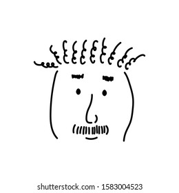 Simple hand drawn father face in doodle style vector illustration.