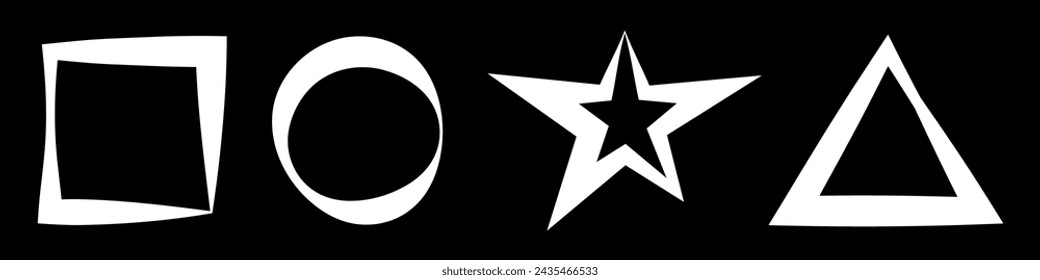 Simple hand drawn figures. Shapes for design. Square, circle, star and triangle. Vector illustration isolated on background.