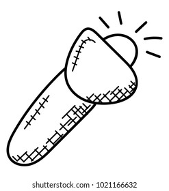 
Simple hand drawn flashlight, electric torch sketch
