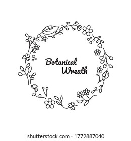 Simple hand Drawn Floral Wreath With No Color