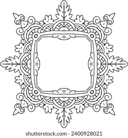 simple hand drawn, flower frame illustration, ethnic decorative