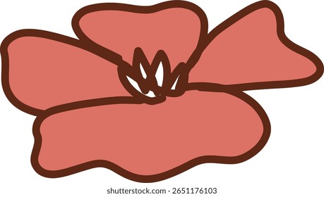 Simple hand drawn flower illustration in red	