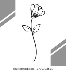 Einfache handgezeichnete Blumenstielinie Kunstgrafik. Vektorgrafik.