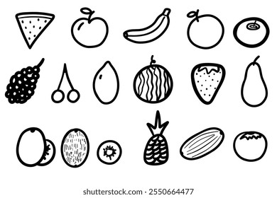 Simple hand drawn fruit set. Good for any project.