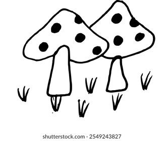 Simple hand drawn fungus or mushroom