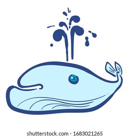 Simple hand drawn funny whale