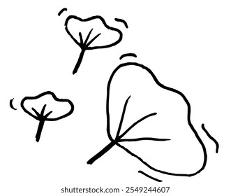 Simple hand drawn of ginkgo leaves on autumn season