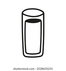 Simple hand drawn glass with drink. Kitchen utensils doodle illustration