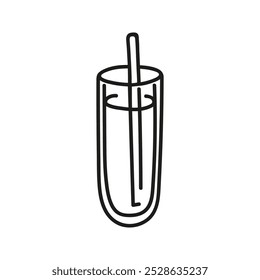 Simple hand drawn glass with drink. Kitchen utensils doodle illustration