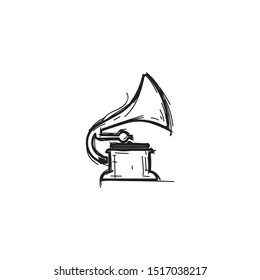 simple hand drawn gramophone logo icon design
