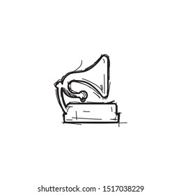 simple hand drawn gramophone logo icon design