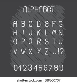 simple hand drawn gray letters and numbers 