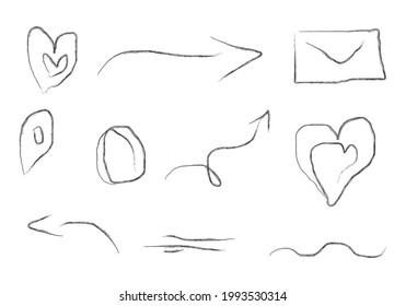 simple hand drawn gray love doodles isolated on white background valentines day