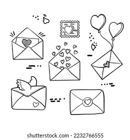 simples garabatos de amor grises dibujados a mano aislados en San Valentín de fondo blanco