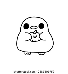 Simple hand drawn halloween cute penguin black outline vector design isolated on white background