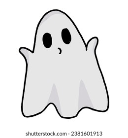 Simple hand drawn halloween ghost vector design isolated on white background