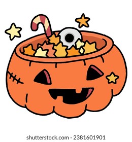 Simple hand drawn halloween pumpkin vector design isolated on white background