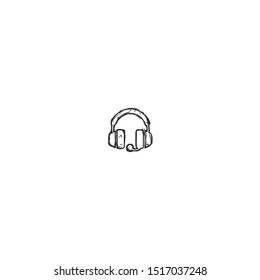 simple hand drawn headphone logo icon design