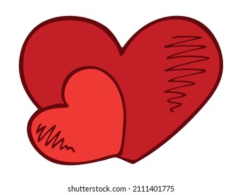 Simple hand drawn heart illustration isolated on a white background. Cute valentine's day heart doodle.
