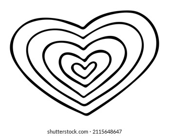 Simple hand drawn heart illustration isolated on a white background. Cute valentine's day heart doodle.