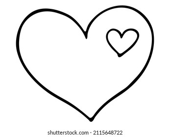 Simple ilustración del corazón dibujada a mano aislada en un fondo blanco. Cute valentine's day heart doodle.