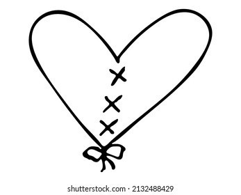 Simple hand drawn heart illustration isolated on a white background. Cute valentine's day heart doodle.
