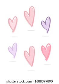 Simple Hand drawn Heart with Pastel Color - EPS 10 Vector
