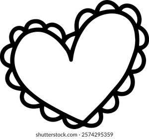 Simple, hand drawn heart with a scalloped border adds a touch of whimsy and affection, perfect for Valentine s Day projects, romantic designs, or any creative endeavor needing a touch of love