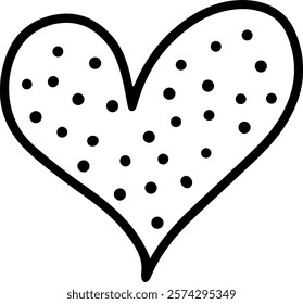 Simple, hand drawn heart shape with polka dots represents love, affection, and romance, perfect for Valentine s Day, anniversaries, or any occasion celebrating love