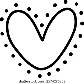 Simple, hand drawn heart shape adorned with dots evokes feelings of love, affection, and care, perfect for Valentine s Day or any occasion celebrating relationships