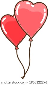 Einfache, handgezeichnet gezeichnete, herzförmige Ballons