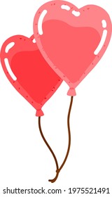 Simple hand drawn heart shaped balloons flat colored