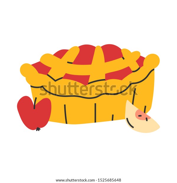 Simple Hand Drawn Illustration Apple Tart Stock Vector (Royalty Free
