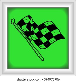 Simple hand drawn illustration of a checkered flag