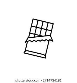 Ilustración dibujada a mano simple de una barra de chocolate con envoltura