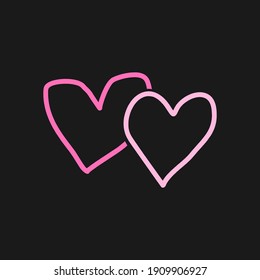 
simple hand drawn illustration of a couple of hearts in love, symbol