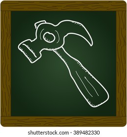 Simple hand drawn illustration of a hammer