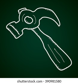 Simple hand drawn illustration of a hammer