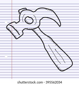 Simple hand drawn illustration of a hammer