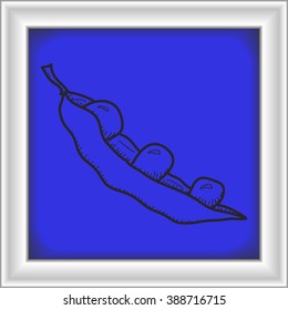 Simple hand drawn illustration of a pea pod