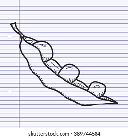 Simple hand drawn illustration of a pea pod