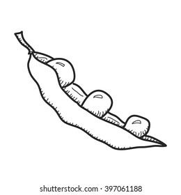 Simple hand drawn illustration of a pea pod