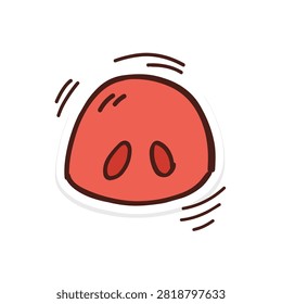 A simple hand drawn illustration of a pink pig nose isolated on a white background