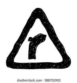 Simple hand drawn illustration of a road sign