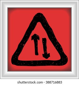 Simple hand drawn illustration of a road sign