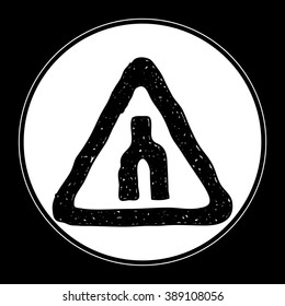 Simple hand drawn illustration of a road sign