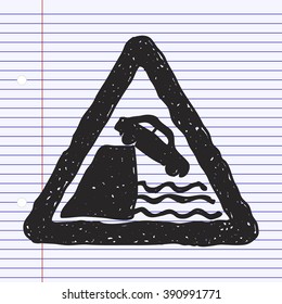 Simple hand drawn illustration of a road sign